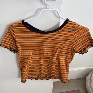 Caution To The Wind Striped Orange and Black Top